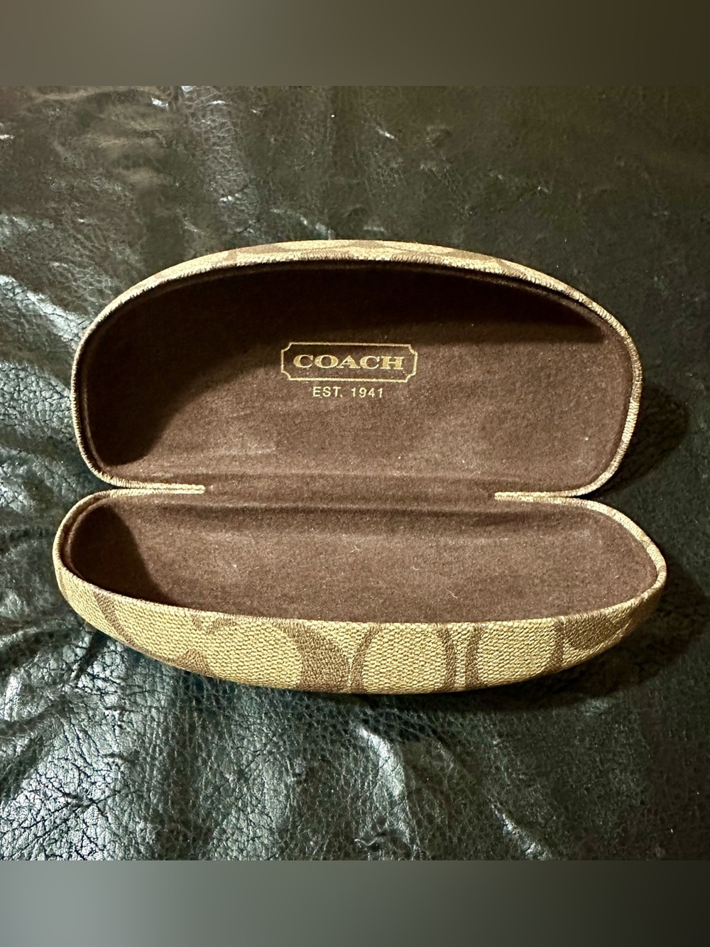 COACH Brown Signature Sunglasses Case